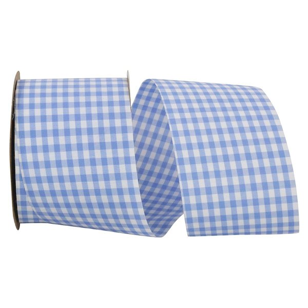 Reliant Ribbon 20.5 in. 25 Yards Gingham Check Ribbon, Blue 7101-053-40J